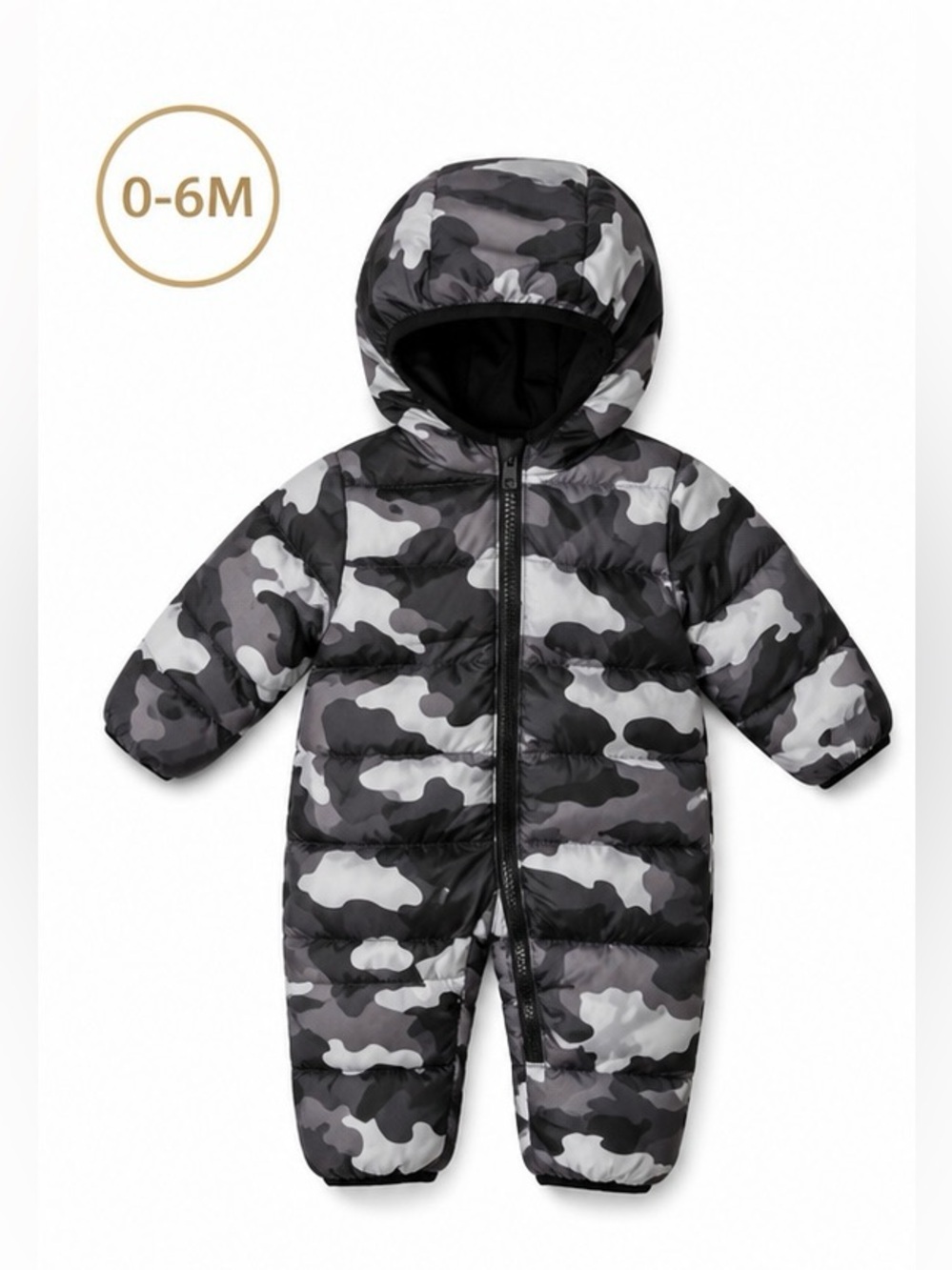 Michael Kors Baby Hooded One-Piece in Black and Gray Camo